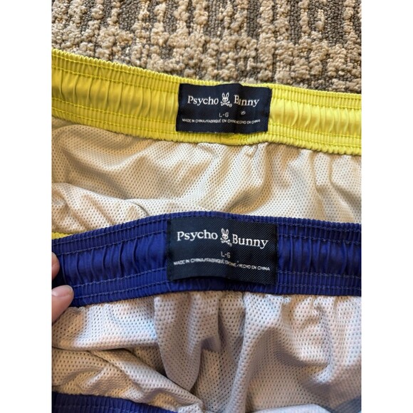 2 Pairs Of Psycho Bunny Swim Trunks Shorts Large 6inch Inseam Excellent Cond - Picture 4 of 12